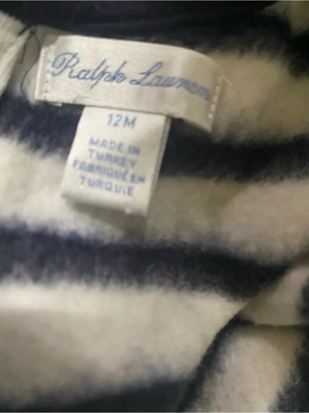 Ralph Lauren Baby Girl Polo Bear Long Sleeve Stripe Drop Waist Dress 12 Months